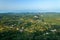 Corfu, a small town built in the mountains between the trees, panorama from the Kaiser throne vantage point