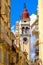 Corfu Town symbol and landmark. The old clock tower