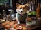 Corgi chef in tiny kitchen ISO