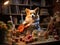 Corgi conducts mini orchestra of toy animals