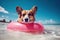 Corgi Cool: A Playful Dog Enjoying The Sun and Sea on a Vibrant Beach Float - Generative AI