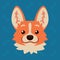 Corgi dog emotional head. Vector illustration of cute dog in flat style shows positive emotion. Smile emoji. Smiley icon