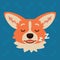 Corgi dog emotional head. Vector illustration of cute dog in flat style shows sleepy emotion. Dream emoji. Smiley icon