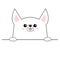 Corgi dog happy face head icon. Hands paw holding table line. Cute cartoon pooch character. Contour silhouette. Kawaii animal. Fun