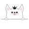 Corgi dog happy face head icon. Hands paw holding table line. Princess crown. Cute cartoon pooch character. Contour silhouette. Ka