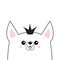 Corgi dog happy face head icon. Princess crown diadem. Cute cartoon pooch character. Contour silhouette. Kawaii animal. Funny baby