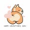 Corgi dog make heart fart cartoon illustration doodle style