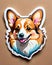 corgi dog sticker isolated decal cartoon face