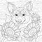 Corgi dog and sunflowers.Coloring book antistress for children and adults.