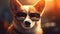 Corgi dog in sunglasses looks like a boss. Portrait of cool smart dog illustration. Generative AI