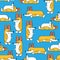 Corgi pattern seamless. small dog background. cute pet vector texture