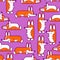 Corgi pattern seamless. small dog background. cute pet vector texture