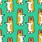 Corgi pattern seamless. small dog background. cute pet vector texture