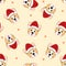 Corgi Santa Claus on Beige Ivory Background. Vector Illustration