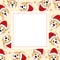 Corgi Santa Claus on Beige Ivory Banner Card. Vector Illustration