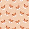 Corgi seamless pattern. Cute dog faces and polka dot background