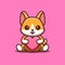 Corgi Sitting Love Cute Creative Kawaii Cartoon Mascot