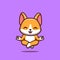 Corgi Sitting Meditation Cute Creative Kawaii Cartoon