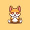 Corgi Sitting Shocked Cute Creative Kawaii Cartoon