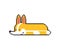 Corgi sleeping pixel art. asleep small dog cartoon 8 bit. cute pet vector illustration