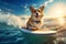 Corgi Wave Rider: Sunglassed Pup Hangs Ten on the Ocean Swells - Generative AI