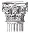 Corinthian capital, Temple of Vesta, vintage engraving