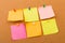 Cork board with pinned colored blank notes - Image