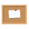 Cork board with pinned paper notepad sheets realistic vector illustration. vector illustration board for notes.