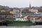 Cork City Harbour Ireland The Marine Institute research vessel Celtic Voyager on her berth during a late winter snow storm