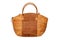 Cork fashion. Fashionable brown female luxury women handbag made from oak cork isolated on a white background. Womans accessorie