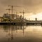 Cork Ireland industrial scenic view river Lee reflection crane building construction