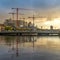 Cork Ireland industrial scenic view river Lee reflection crane building construction