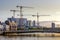 Cork Ireland industrial scenic view river Lee reflection crane building construction
