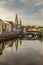 Cork Ireland river Lee panorama scenic city center Irish landmark church Saint Fin Barre`s Cathedral