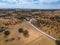 Cork oaks forest field in Alentejo, portugal aerial shot