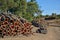 Cork, stacked cork tree bark