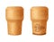 Cork stopper wooden taps. Wine bung in cartoon. Corkwood plug with grape bunch. Vector illustration on white background