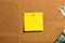 Corkboard/Bulletin Board with a single yellow Sticky Note centered on the board