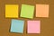 Corkboard With Five Blank Post-it Notes
