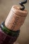 corks wine on wooden background with french text