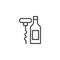 Corkscrew with bottle of wine outline icon