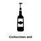 Corkscrews and bottle of wine icon vector isolated on white back