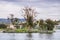 Cormorants nesting on a tree on a man made island, Lake Merritt, Oakland, San Francisco bay area, California