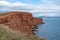 Cormorants perched on Red Otter Sandstone cliffs at Danger Point, walking east from Otterton Ledge, Devon