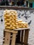 Corn being sold at San Francisco square in Cali to the people feed the pigeons while taking pictures