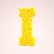 Corn bubbles yellow letter I. Alphabet symbol on nude color background. 3d rendering
