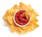 Corn chips nachos and salsa sauce