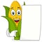 Corn Cob Character with Blank Paper