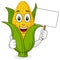 Corn Cob Character Holding Blank Banner