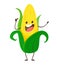 Corn. Cute funny corn in cartoon style. Vector isolate on white background